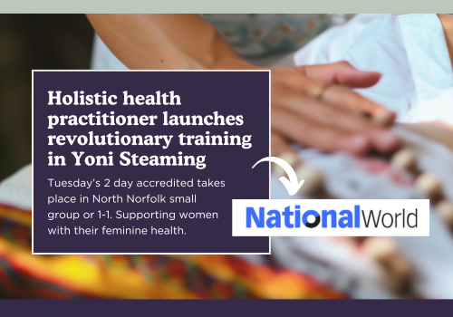 Yoni steam training course featured in national world with photo of abdominal massage