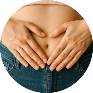 mayan abdominal massage in norfolk showing lady with hands on abdomen and womb